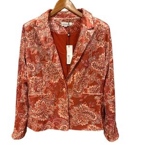 Molly Bracken L /XL velour velvet jacket‎ blazer paisley NWT